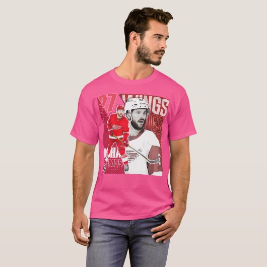 Michael Rasmussen Hockey Poster Red Wings T-shirt (Voorkant volledig)