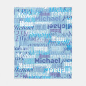 Michael Repeated Naam Patroon tinten van blauw Fleece Deken (Voorkant)