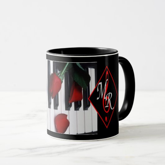 Michael Roos Logo Mok met Piano Keys (Voorkant rechts)