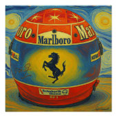 Michael Schumacher's Legendary F1 Ferrari Helmet Perfect Poster (Voorkant)