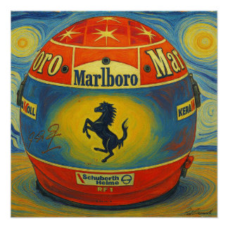 Michael Schumacher's Legendary F1 Ferrari Helmet Perfect Poster