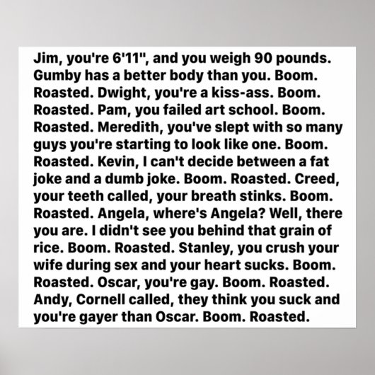 Michael Scotts Boom Roasted Speech Poster (Voorkant)