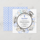 Michael Square Baptism Invitation Kaart (Voorkant / Achterkant)