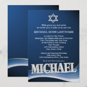 Michael Steel Wave Name Bar Mitzvah Kaart