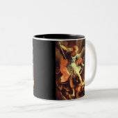 Michael the Archangel Defeats the Devil Tweekleurige Koffiemok (Voorkant rechts)