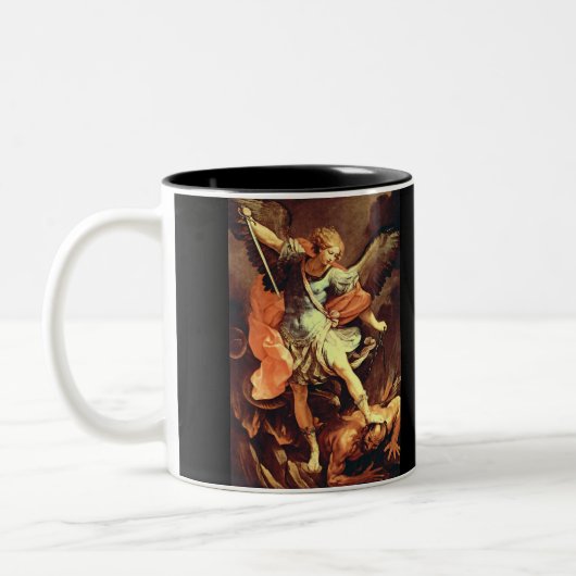 Michael the Archangel Defeats the Devil Tweekleurige Koffiemok (Links)