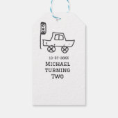 Michael turning two birthday toy car traffic light cadeaulabel (Achterkant)