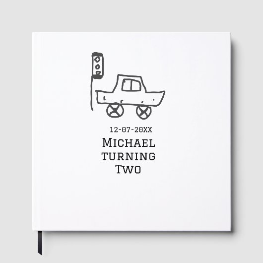 Michael turning two birthday toy car traffic light gastenboek (Voorkant)