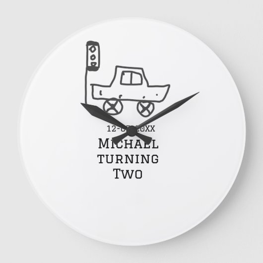 Michael turning two birthday toy car traffic light grote klok (Voorkant)