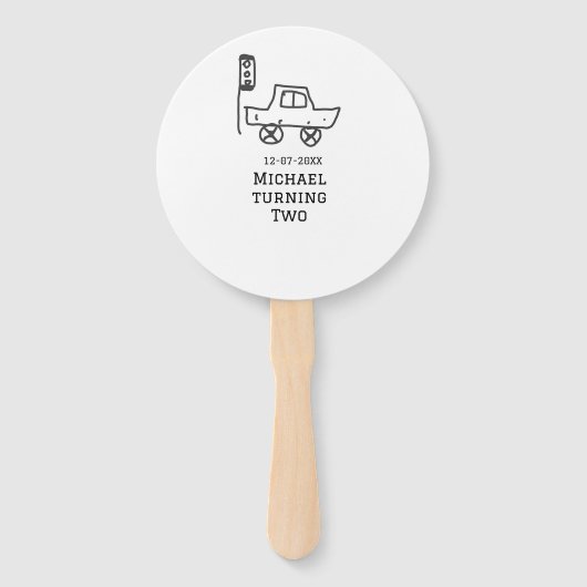 Michael turning two birthday toy car traffic light handwaaier (Voorkant)