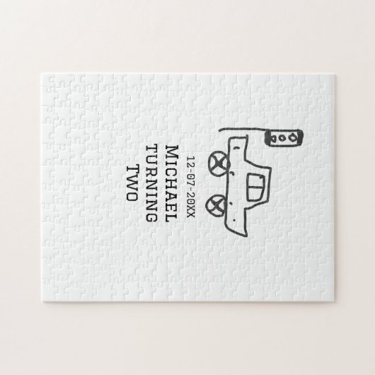 Michael turning two birthday toy car traffic light legpuzzel (Horizontaal)