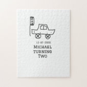 Michael turning two birthday toy car traffic light legpuzzel (Verticaal)