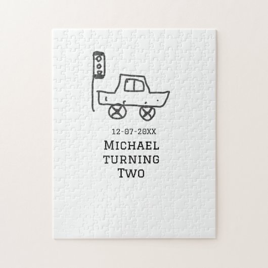 Michael turning two birthday toy car traffic light legpuzzel (Verticaal)