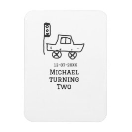 Michael turning two birthday toy car traffic light magneet