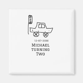 Michael turning two birthday toy car traffic light magneet