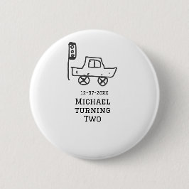 Michael turning two birthday toy car traffic light ronde button 5,7 cm