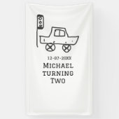 Michael turning two birthday toy car traffic light spandoek (Verticaal)