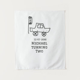 Michael turning two birthday toy car traffic light wandkleed