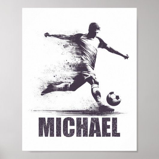 Michael Voetbal Jongens Gepersonaliseerde Eerste N Poster (Voorkant)