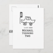 Michael wordt twee verjaardag speelgoed auto verke briefkaart (Voorkant / Achterkant)