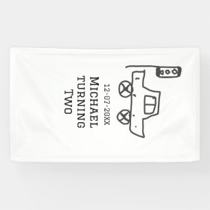 Michael wordt twee verjaardag speelgoed auto verke spandoek