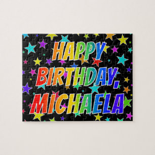 "MICHAELA" Voornaam, geun "HAPPY BIRTHDAY" Legpuzzel