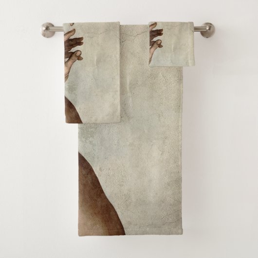 Michaelangelo overhandigt de schepping Adam God Bad Handdoek (Insitu)