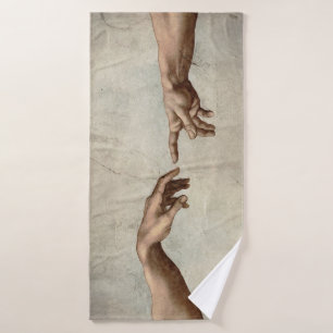 Michaelangelo overhandigt de schepping Adam God Bad Handdoek