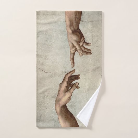 Michaelangelo overhandigt de schepping Adam God Bad Handdoek (Handdoek)