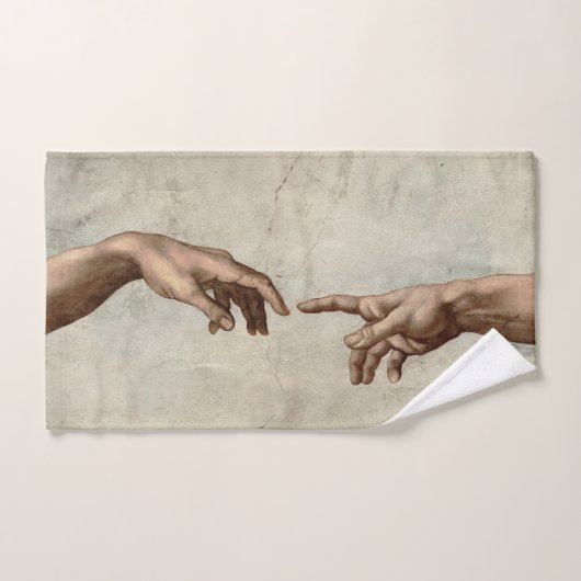 Michaelangelo overhandigt de schepping Adam God Bad Handdoek (Handdoek)