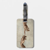 Michaelangelo overhandigt de schepping Adam God Bagagelabel (Achterkant verticaal)