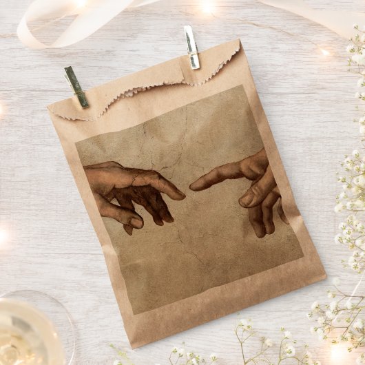 Michaelangelo overhandigt de schepping Adam God Bedankzakje (Geknipt)