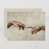 Michaelangelo overhandigt de schepping Adam God Briefkaart (Voorkant / Achterkant)