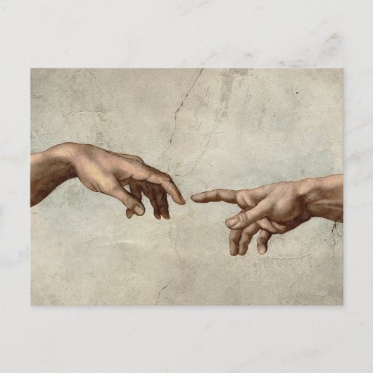 Michaelangelo overhandigt de schepping Adam God Briefkaart (Voorkant)