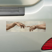 Michaelangelo overhandigt de schepping Adam God Bumpersticker (Op auto)