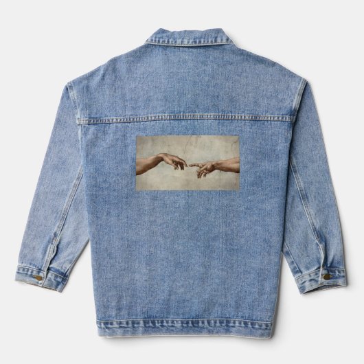 Michaelangelo overhandigt de schepping Adam God Denim Jacket (Achterkant)