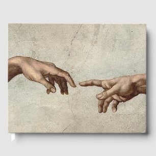Michaelangelo overhandigt de schepping Adam God Gastenboek