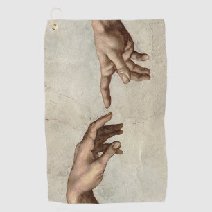 Michaelangelo overhandigt de schepping Adam God Golfhanddoek