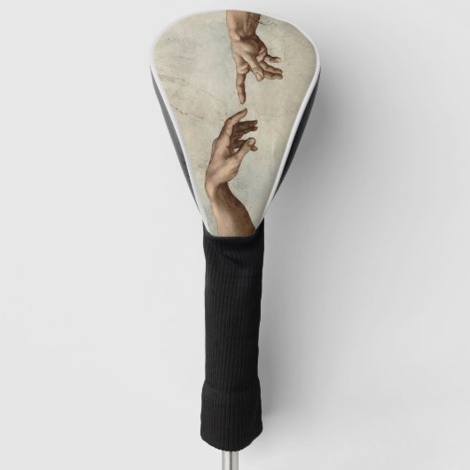 Michaelangelo overhandigt de schepping Adam God Golfheadcover (Voorkant)