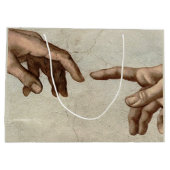 Michaelangelo overhandigt de schepping Adam God Groot Cadeauzakje (Achterkant)