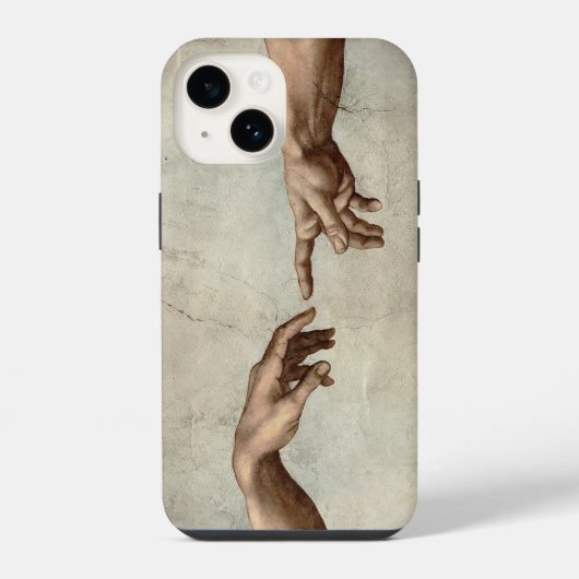 Michaelangelo overhandigt de schepping Adam God iPhone Hoesje (Achterkant)