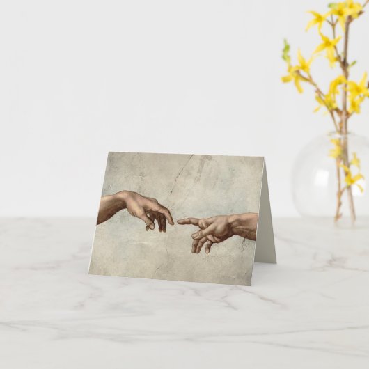Michaelangelo overhandigt de schepping Adam God Kaart (Gele Bloem)