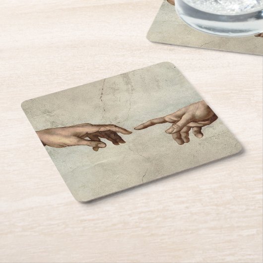 Michaelangelo overhandigt de schepping Adam God Kartonnen Onderzetters (Schuin)