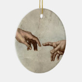 Michaelangelo overhandigt de schepping Adam God Keramisch Ornament (Rechts)