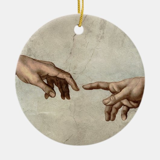 Michaelangelo overhandigt de schepping Adam God Keramisch Ornament (Voorkant)