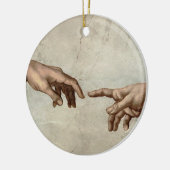 Michaelangelo overhandigt de schepping Adam God Keramisch Ornament (Links)