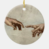 Michaelangelo overhandigt de schepping Adam God Keramisch Ornament (Achterkant)