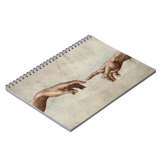 Michaelangelo overhandigt de schepping Adam God Notitieboek (Linkerzijde)