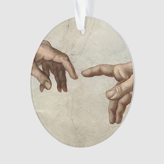 Michaelangelo overhandigt de schepping Adam God Ornament (voorkant)