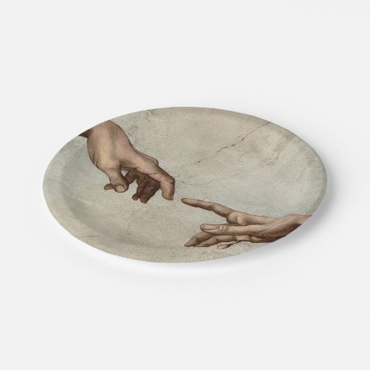 Michaelangelo overhandigt de schepping Adam God Papieren Bordje (Gekanteld)